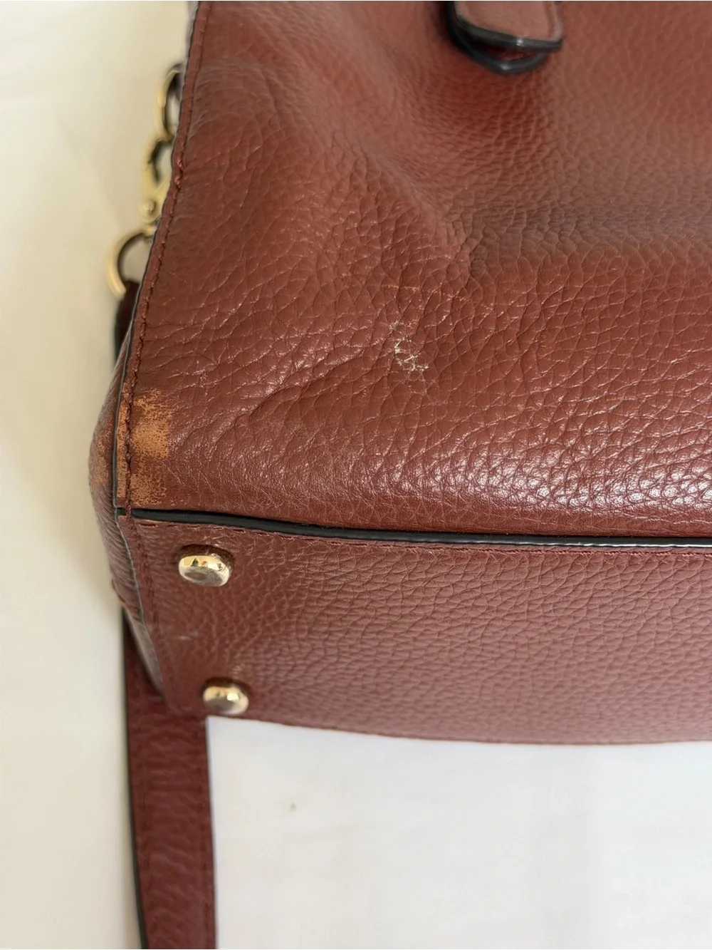 kate spade Brown Pebbled Leather Satchel with Gold Hardware